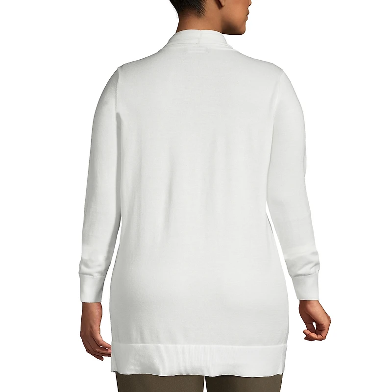 Lands' End Plus Long Sleeve Open Cardigan Sweater