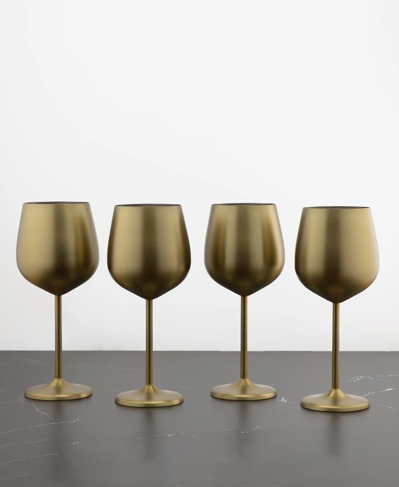 Cambridge 18 Oz Gold Stainless Steel White Wine Glasses, Set of 4