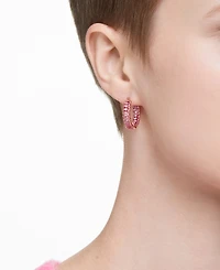 Swarovski 14k Rose Gold-Plated Small Pink Baguette Cubic Zirconia Hoop Earrings, 0.87"