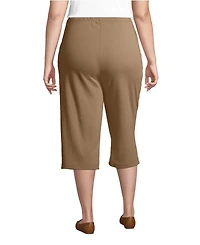 Lands' End Plus Sport Knit High Rise Elastic Waist Capri Pants