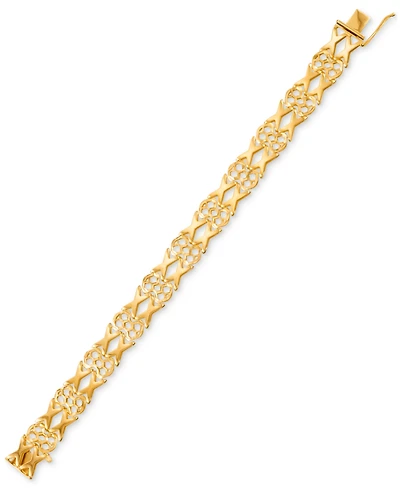 Openwork Filigree Link Bracelet in 14k Gold-Plated Sterling Silver