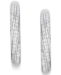 Diamond Twist Hoop Earrings (1/4 ct. t.w.) In Sterling Silver, 14K Gold-Plated Sterling Silver or 14K Rose Gold-Plated Sterling Silver