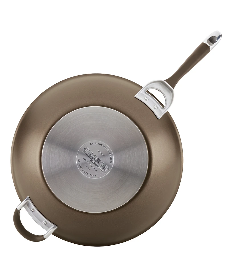 Circulon Symmetry Hard-Anodized Nonstick Induction Stir Fry Pan with Helper Handle, 14-Inch, Chocolate