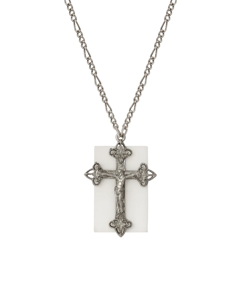 2028 Semi-precious Square Cross Necklace