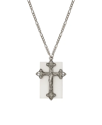 2028 Semi-precious Square Cross Necklace