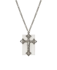 2028 Semi-precious Square Cross Necklace