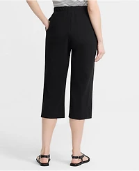 Lands' End Women's Sport Knit High Rise Elastic Waist Capri Pants