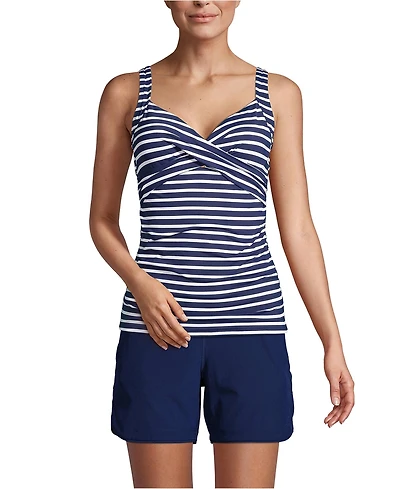 Lands' End Women's V-Neck Wrap Underwire Tankini Swimsuit Top