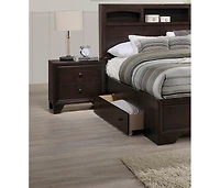 Streamdale Modern Bedroom Nightstand Brown Drawers Bedside Table Rubberwood