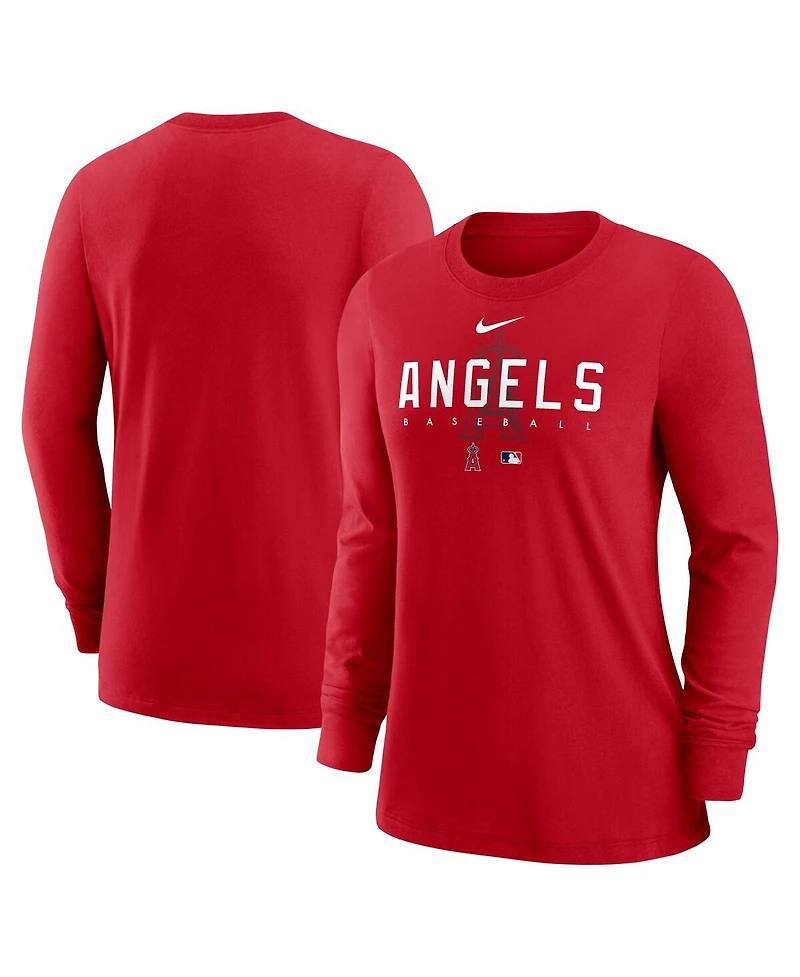 Women's Nike Red Los Angeles Angels Authentic Collection Legend Performance Long Sleeve T-shirt