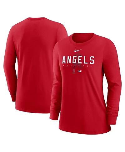 Women's Nike Red Los Angeles Angels Authentic Collection Legend Performance Long Sleeve T-shirt