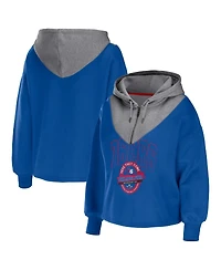 Women's Wear by Erin Andrews Royal Philadelphia 76ers Pieced Quarter-Zip Hoodie Jacket