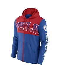 Men's Fanatics Royal, Red Philadelphia 76ers Skyhook Colorblock Full-Zip Hoodie