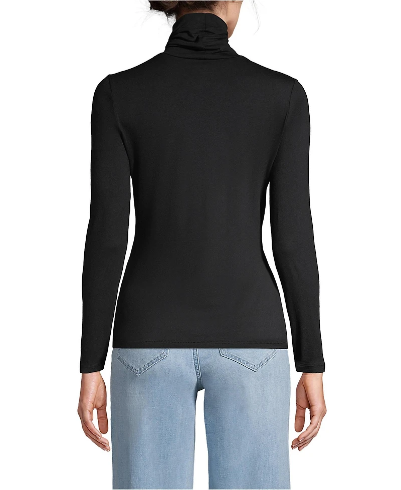 Lands' End Women's Tall Lightweight Jersey Skimming Long Sleeve Turtleneck
