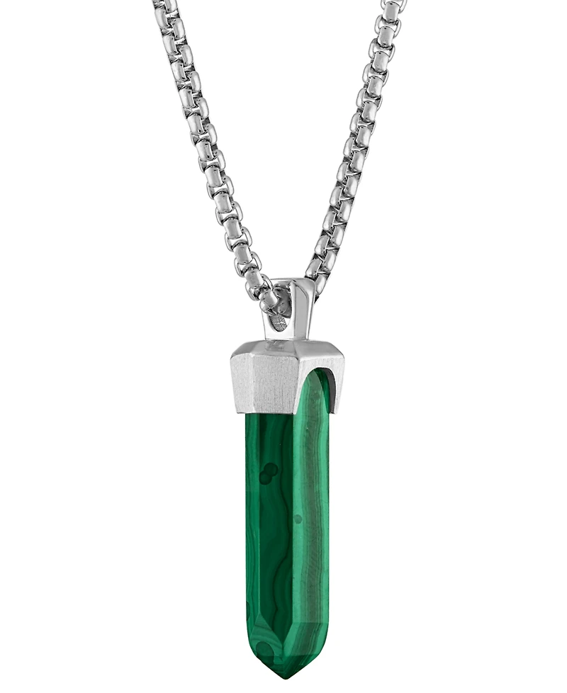 Bulova Men's Icon Malachite Pendant Necklace in Sterling Silver, 24" + 2" extender