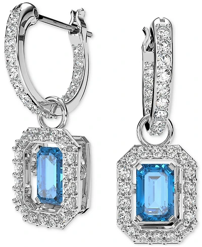 Swarovski Rhodium-Plated Crystal Octagon Charm Drop Earrings
