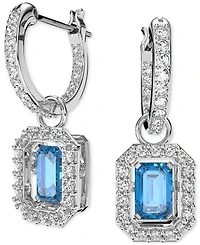 Swarovski Rhodium-Plated Crystal Octagon Charm Drop Earrings