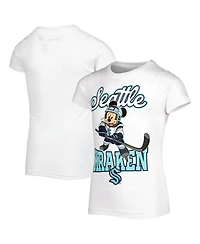 Big Girls White Seattle Kraken Mickey Mouse Go Team T-shirt