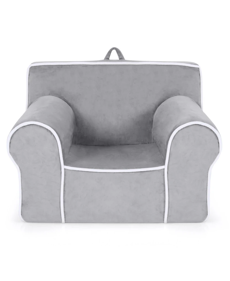 Costway Kids Sofa Toddler Foam Filled Armchair Velvet Fabric Baby