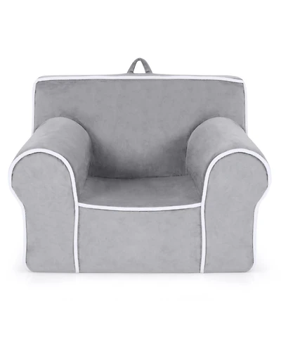 Costway Kids Sofa Toddler Foam Filled Armchair Velvet Fabric Baby
