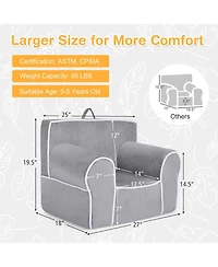 Costway Kids Sofa Toddler Foam Filled Armchair Velvet Fabric Baby