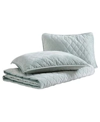 Laura Ashley Solid Velvet Diamond Stitch Quilt Sets