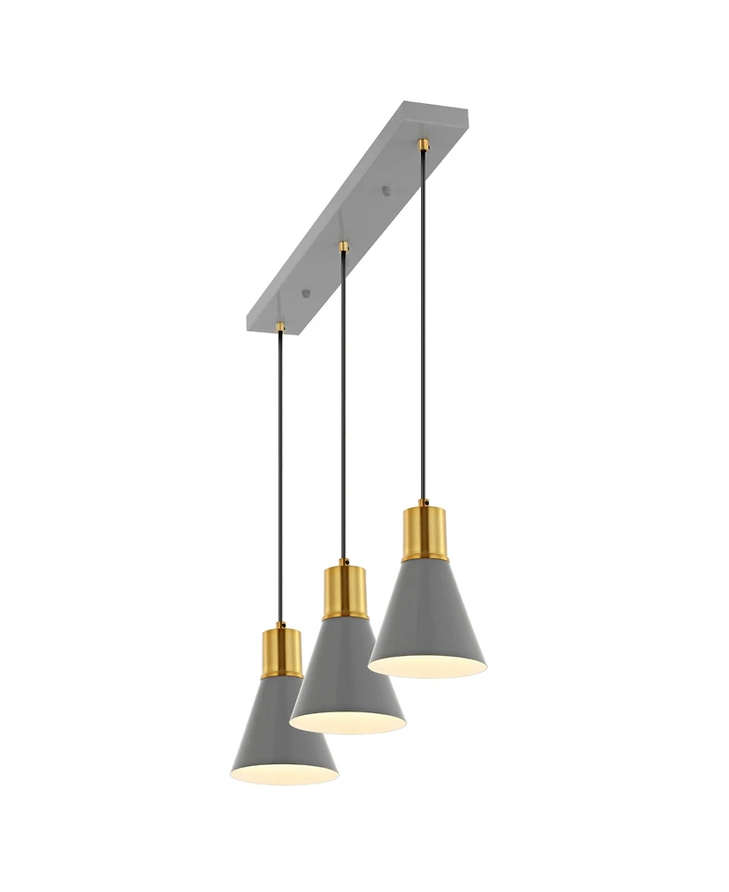 Apollo 33.5" 3-Light Mid-Century Modern Iron Adjustable Linear Led Pendant