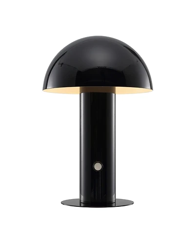 Boletus 10.75" Contemporary Bohemian Rechargeable, Cordless Iron Integrated Led Mushroom Table Lamp
