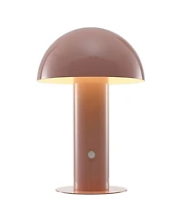 Boletus 10.75" Contemporary Bohemian Rechargeable, Cordless Iron Integrated Led Mushroom Table Lamp