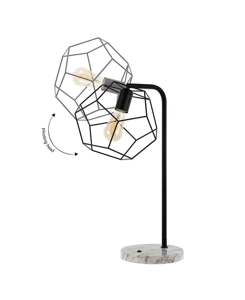 Penta 23.5" Industrial Farmhouse Head-Adjustable Iron Led Task Lamp with Usb Charging Port