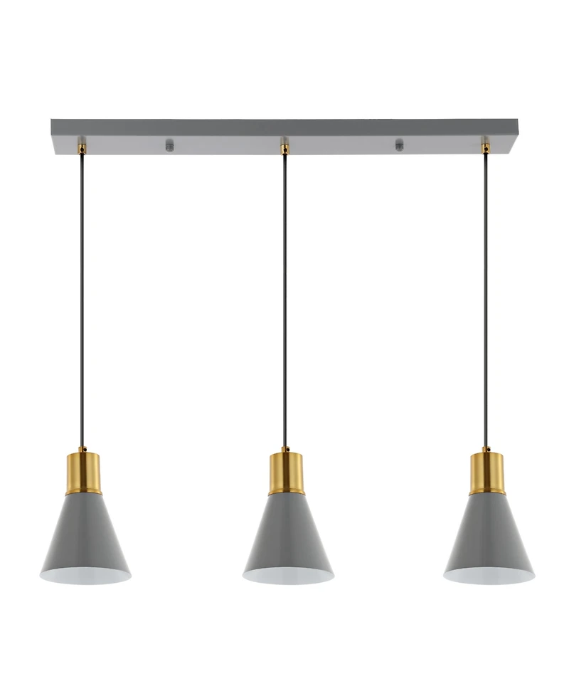 Apollo 33.5" 3-Light Mid-Century Modern Iron Adjustable Linear Led Pendant