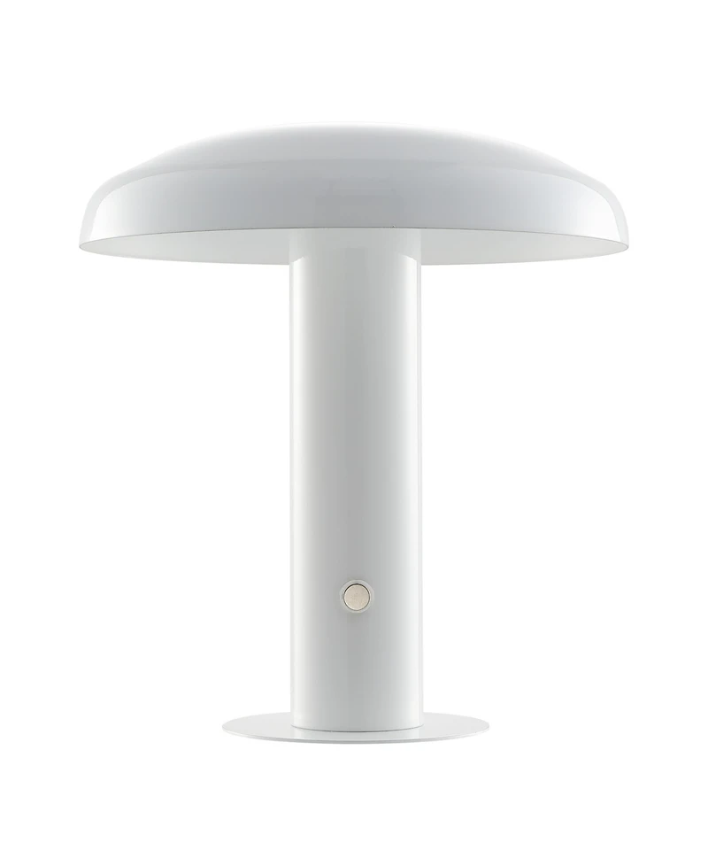 Suillius 11" Contemporary Bohemian Rechargeable, Cordless Iron Integrated Led Mushroom Table Lamp