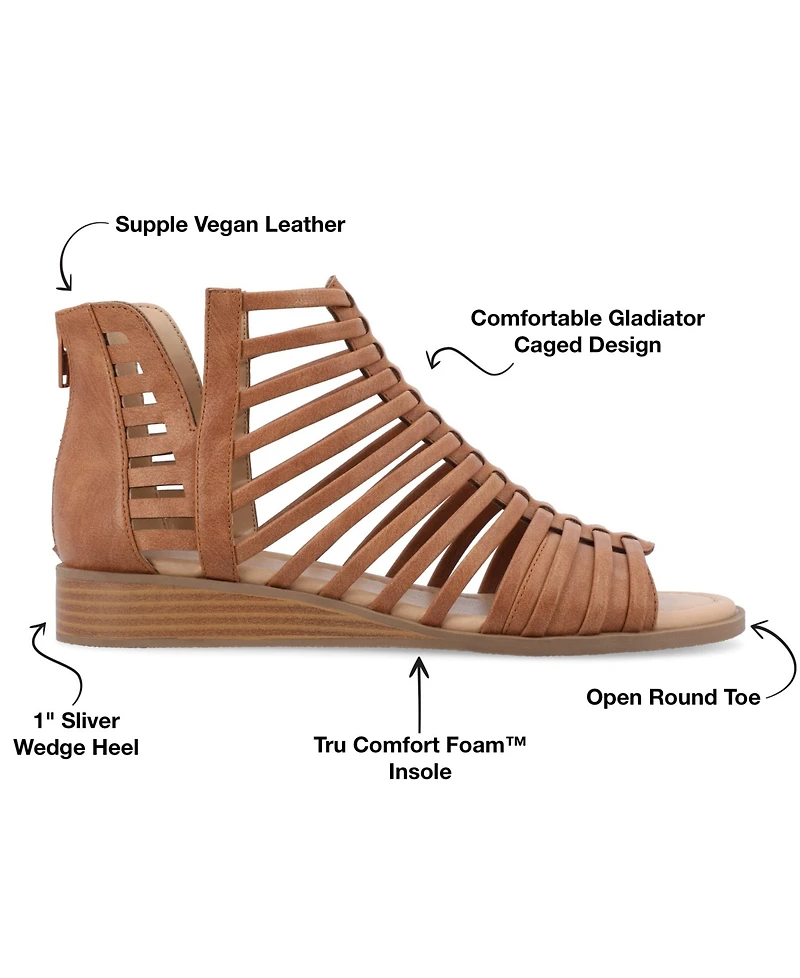 Journee Collection Women's Delilah Gladiator Sliver Wedge Sandals