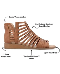 Journee Collection Women's Delilah Gladiator Sliver Wedge Sandals