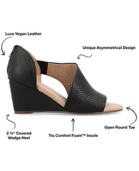 Journee Collection Women's Aretha Perforated Peep Toe Wedge Sandals