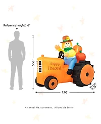 Glitzhome 7' Fall Lighted Inflatable Tractor Decor