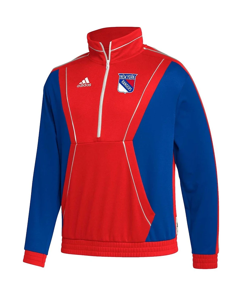 Men's adidas Red New York Rangers Team Classics Half-Zip Jacket