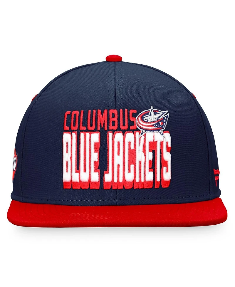 Men's Fanatics Navy, Red Columbus Blue Jackets Heritage Retro Two-Tone Snapback Hat