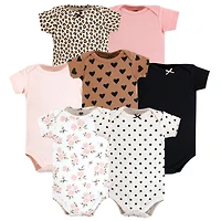 Hudson Baby Girls Cotton Bodysuits 7-Pack