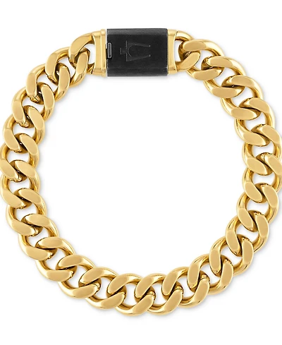 Bulova Men's Classic Curb Chain Bracelet in Gold-Plated Stainless Steel