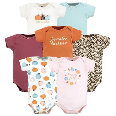 Hudson Baby Girls Cotton Bodysuits 7-Pack