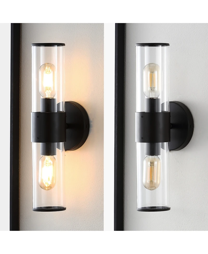 Quinn 15.5" 2-Light Farmhouse Industrial Iron, Acrylic Led Sconce