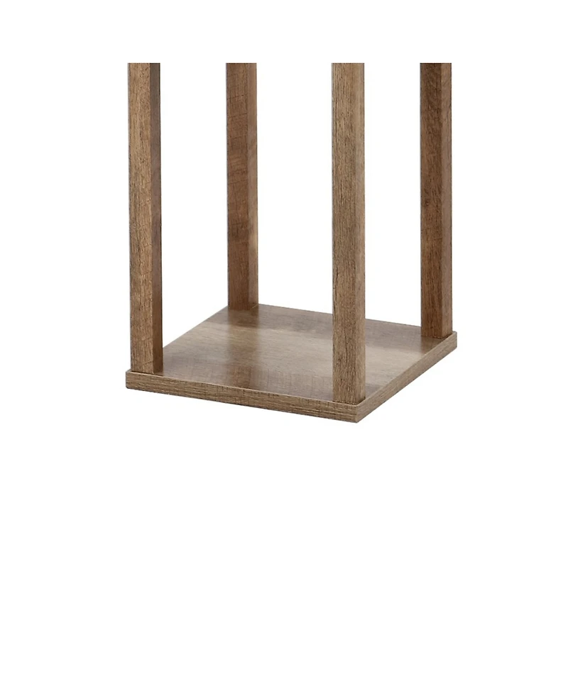 Etagere 63.5" Rustic Bohemian Wooden Led 3-Shelf Floor Lamp with Pull-Chain, Usb Charging Port and Smart Bulb