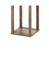 Etagere 63.5" Rustic Bohemian Wooden Led 3-Shelf Floor Lamp with Pull-Chain, Usb Charging Port and Smart Bulb