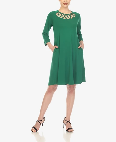 White Mark Women's Criss Cross Neckline Midi Dress