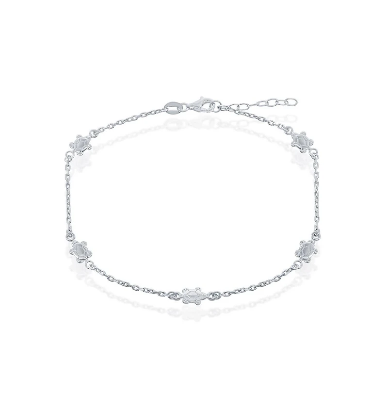 Simona Sterling Silver Turtles Anklet