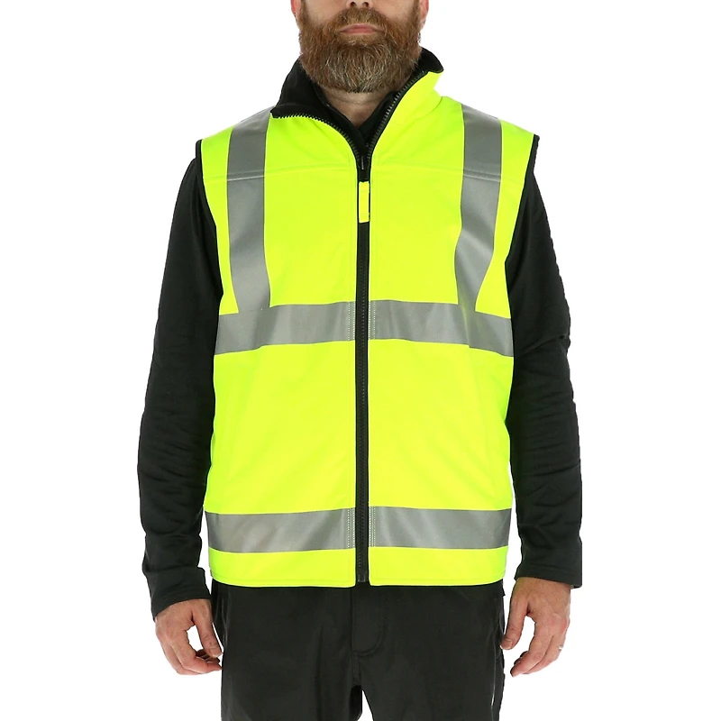 RefrigiWear Big & Tall Hi Vis Reversible Softshell Vest - Water-Resistant, Insulated, High-Visibility Safety Work Gear