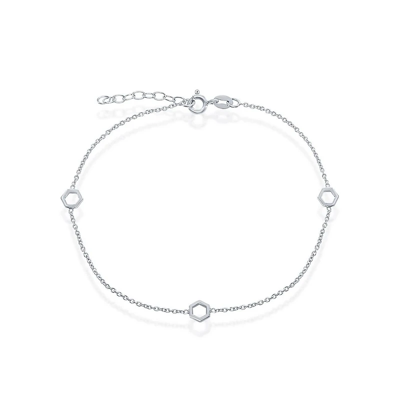 Simona Sterling Silver Open Hexagon Anklet