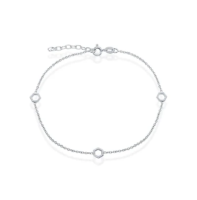 Simona Sterling Silver Open Hexagon Anklet