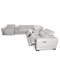 Closeout! Krofton 7-Pc. Beyond Leather Fabric Sectional with 3 Power Motion Recliners and 2 Consoles, Created for Macy's